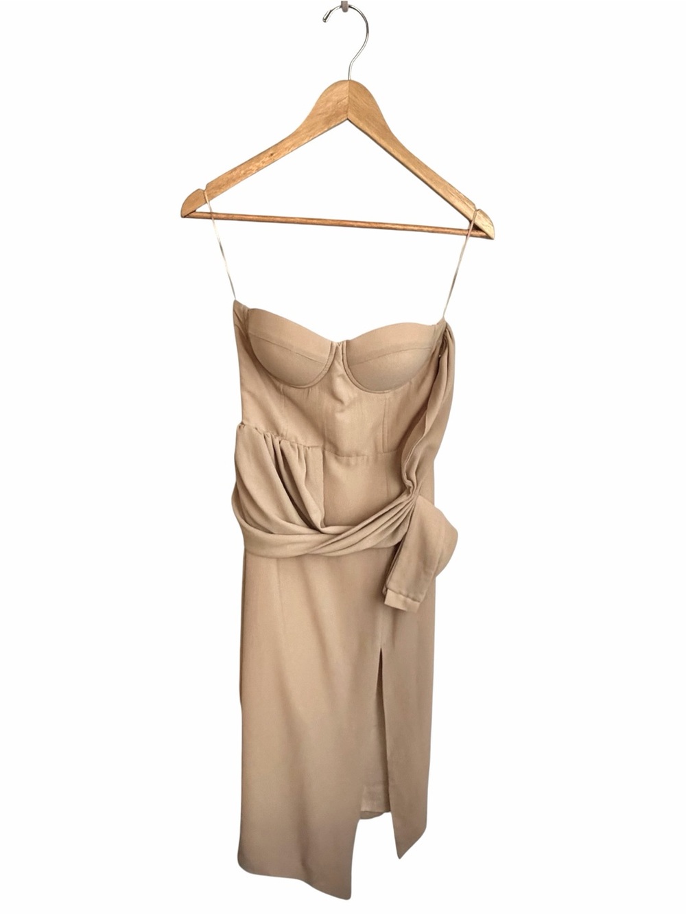 Misha Nude Strapless Midi Dress